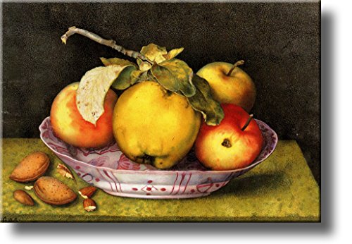 Apples By Giovanna Garzoni Hand Painted in 1600's, Picture on Stretched Canvas, Wall Art Decor Ready to Hang!.