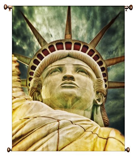 Statue of Liberty Picture on Canvas Hung on Copper Rod, Ready to Hang, Wall Art Décor
