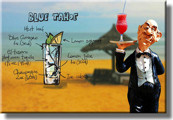 Blue Tahoe Cocktail Recipe Picture on Stretched Canvas, Wall Art Decor, Ready to Hang!