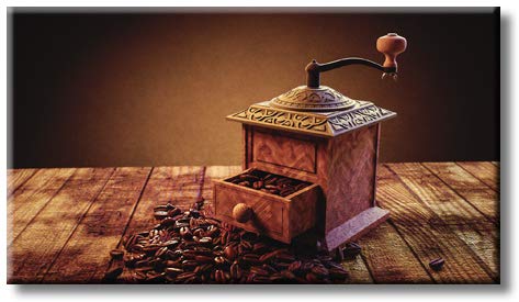 Traditional Kitchen Coffee Mill Grinder Contemporary Picture on Stretched Canvas, Wall Art Décor, Ready to Hang