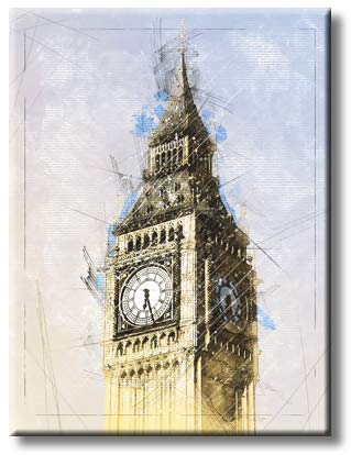 Big Ben Clock, Picture on Stretched Canvas, Wall Art Décor, Rredy to Hang