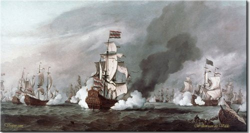 Ships by Velde Wall Art Picture Decor Sign on Stretched Canvas, Ready to Hang!.