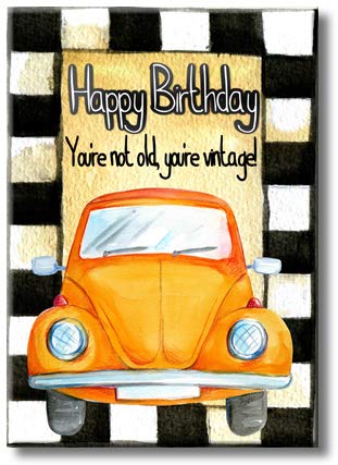 Vintage Car Happy Birthday Picture on Stretched Canvas, Wall Art Décor, Ready to Hang