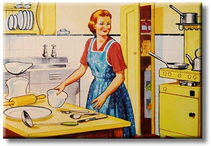 Retro Kitchen Art, Picture on Streched Canvas, Wall Art Décor, Ready to Hang