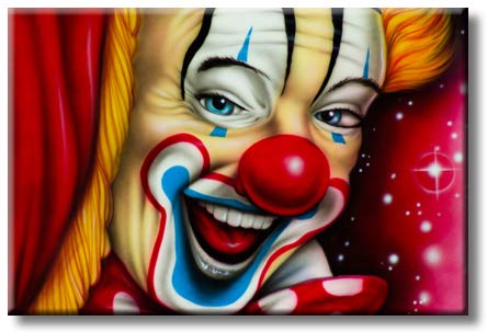 Happy Smiling Clown Unique Picture on Stretched Canvas, Wall Art Décor, Ready to Hang