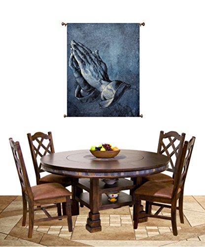Praying Hands Picture on Canvas Hung on Copper Rod, Ready to Hang, Wall Art Décor