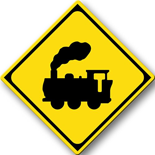 Train Road Sign Picture on Stretched Canvas, Wall Art Décor, Ready to Hang!