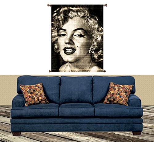 Vintage Marilyn Monroe Black/White Picture on Large Canvas Hung on Copper Rod, Ready to Hang, Wall Art Décor