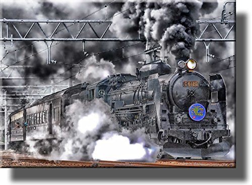 Steam Engine Train, Picture on Stretched Canvas, Wall Art Décor, Ready to Hang!