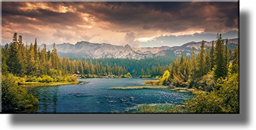 River and Mountains Landscape Picture on Stretched Canvas, Wall Art Décor, Ready to Hang!