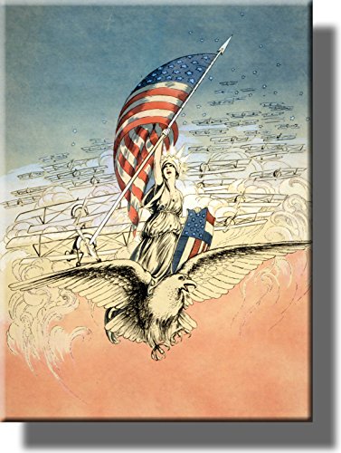 Forward America Poster Vintage Picture on Stretched Canvas, Wall Art Décor, Ready to Hang!