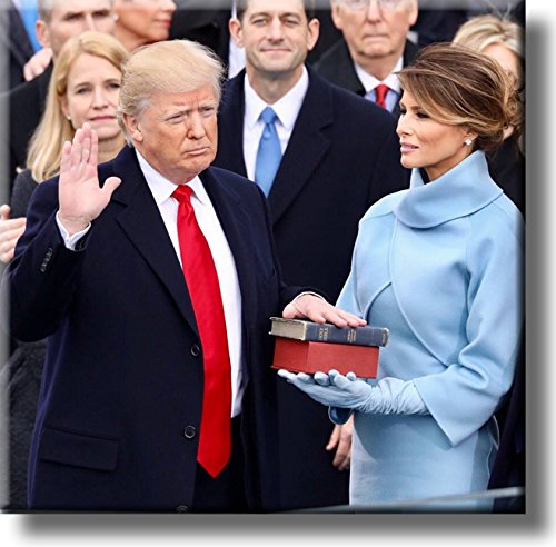 Donald Trump Swearing in Ceremony Picture on Stretched Canvas Wall Art Décor, Ready to Hang!