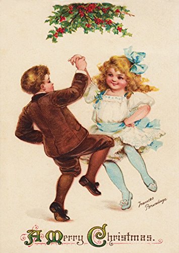 Boy and Girl Dancing, Merry Christmas picture on Stretched Canvas, Wall Art Décor, Ready to Hang!