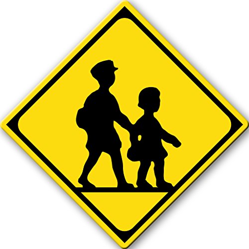 Children Crossing Sign Picture on Stretched Canvas, Wall Art Décor, Ready to Hang!