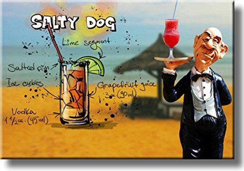 Salty Dog Cocktail Recipe Picture on Stretched Canvas, Wall Art Decor, Ready to Hang!