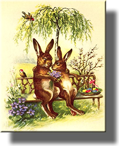 Mr. and Mrs. Easter Bunny Picture on Stretched Canvas, Wall Art Décor, Ready to Hang!