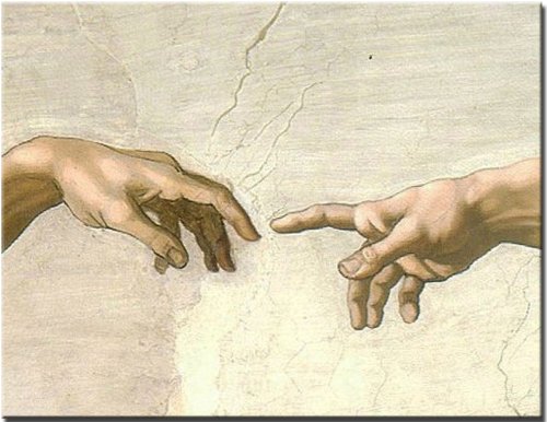 Creation of Adam by Michelangelo (Hands Only) Picture on Stretched Canvas, Wall Art Decor, Ready to Hang!