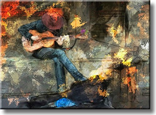 Street Guitar Player Art Picture on Stretched Canvas, Wall Art Décor, Ready to Hang