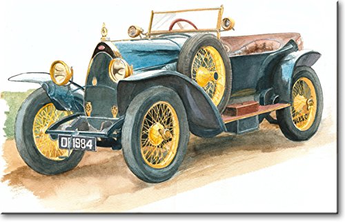 Classic Vintage Bugatti Picture on Stretched Canvas, Wall Art Décor, Ready to Hang