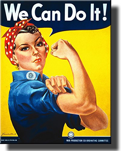 We Can Do It Women Power Poster on Stretched Canvas, Wall Art Decor Ready to Hang!.