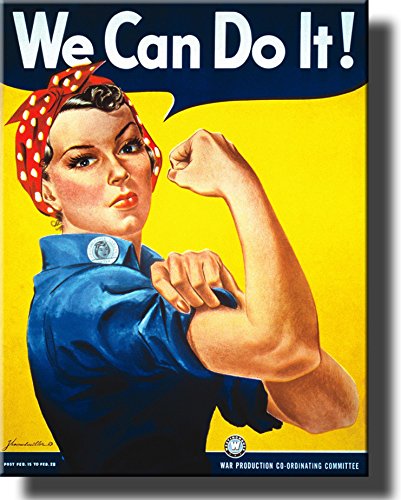 We Can Do It Women Power Poster on Stretched Canvas, Wall Art Decor Ready to Hang!.