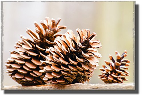 Autumn Pine Cone Picture on Stretched Canvas, Wall Art Décor, Ready to Hang!.