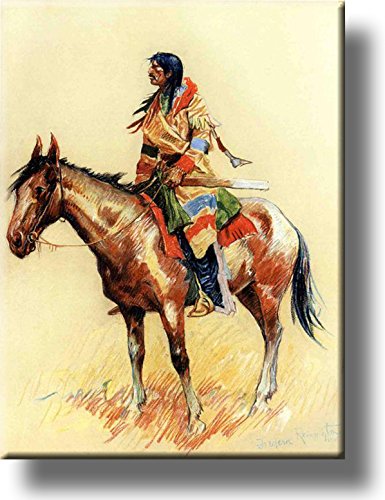 A Breed Indian on Horse Picture on Stretched Canvas, Wall Art Decor, Ready to Hang!