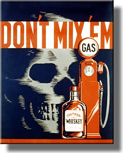 Gas and Whiskey, Don't Mix 'em Vintage Picture on Stretched Canvas, Wall Art Décor, Ready to Hang!