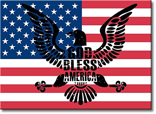 God Bless America, American Flag and Eagle Picture on Stretched Canvas, Wall Art Décor, Ready to Hang