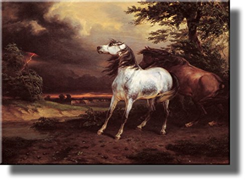 Horses Frightened by the Storm by Gericault, Picture on Stretched Canvas, Wall Art Décor, Ready to Hang!