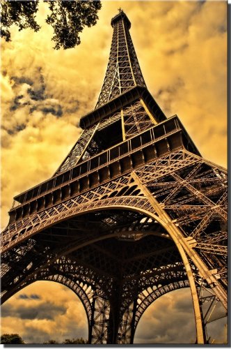 Eiffel Tower in Paris France Wall Decor Picture on Stretched Canvas, Ready to Hang!.