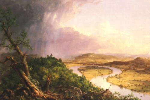The View From Mount Holyoke, The Oxbow by Thomas Col on Stretched Canvas, Wall Art Decor Ready to Hang!.