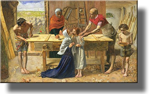 Christ in the House of His Parents 'The Carpenter's Shop' Picture on Stretched Canvas, Wall Art Décor, Ready to Hang!