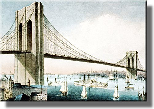 NYC Brooklyn Bridge Vintage Picture on Stretched Canvas, Wall Art Décor, Ready to Hang!