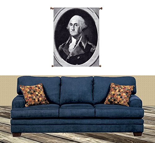 George Washington Portrait Picture on Canvas Hung on Copper Rod, Ready to Hang, Wall Art Décor