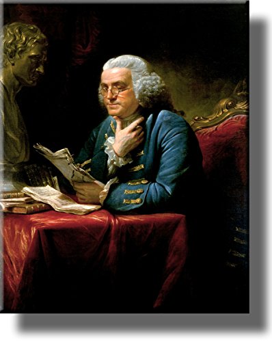 Benjamin Franklin Portrait, Wall Picture on Stretched Canvas, Ready to Hang!