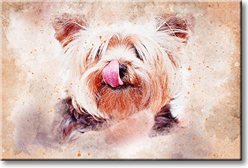 Puppy Sticking Tongue Out Picture on Stretched Canvas, Wall Art Décor, Ready to Hang