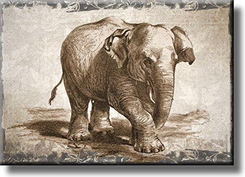 Vintage Elephant Picture on Stretched Canvas, Wall Art Décor, Ready to Hang