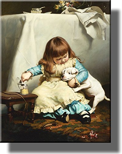 Girl with a Dog Picture on Stretched Canvas, Wall Art Décor, Ready to Hang!