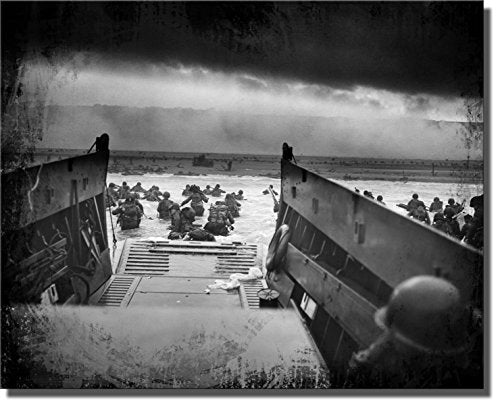 World War II Normandy Battle Picture on Stretched Canvas, Wall Art Decor Ready to Hang!.