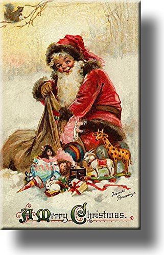 Santa Clause with Presents Picture on Stretched Canvas, Wall Art Décor, Ready to Hang!