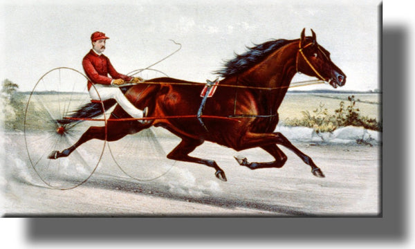 Vintage Horse Race Derby Picture Made on Stretched Canvas Wall Art Decor Ready to Hang!.