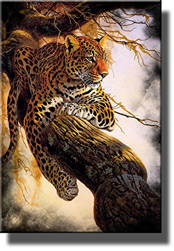 Leopard on a Tree Picture on Stretched Canvas Wall Art Décor Framed Ready to Hang!