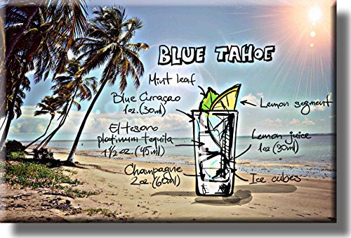 Tequila Sunrise Cocktail Recipe Picture on Stretched Canvas, Wall Art Decor, Ready to Hang!