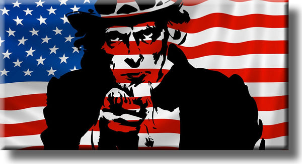 Uncle Sam on American Flag, I Want You Picture on Stretched Canvas, Wall Art Décor, Ready to Hang
