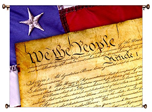 We the People, US Constitution Picture on Canvas Hung on Copper Rod, Ready to Hang, Wall Art Décor