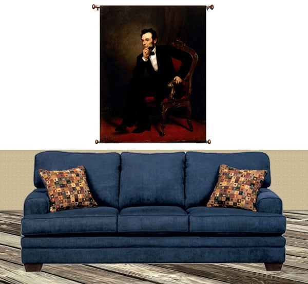 Abraham Lincoln Sitting Portrait by Healy on Canvas Hung on Copper Rod, Ready to Hang, Wall Art Décor