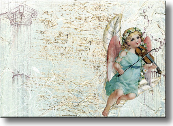 Beautiful Angel Playing Violing Picture on Stretched Canvas, Wall Art Décor, Ready to Hang