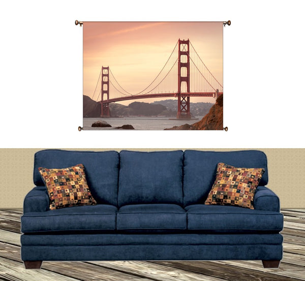 Golden Gate Bridge, San Francisco Picture on Canvas Hung on Copper Rod, Ready to Hang, Wall Art Décor