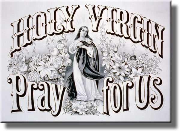 Holy Virgin Pray For Us Religious Picture Made on Stretched Canvas Wall Art Decor Ready to Hang!.